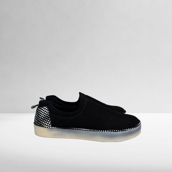 Stuart Weitzman Black & White Slip on Skater Shoes Size 10.5 - Picture 1 of 11